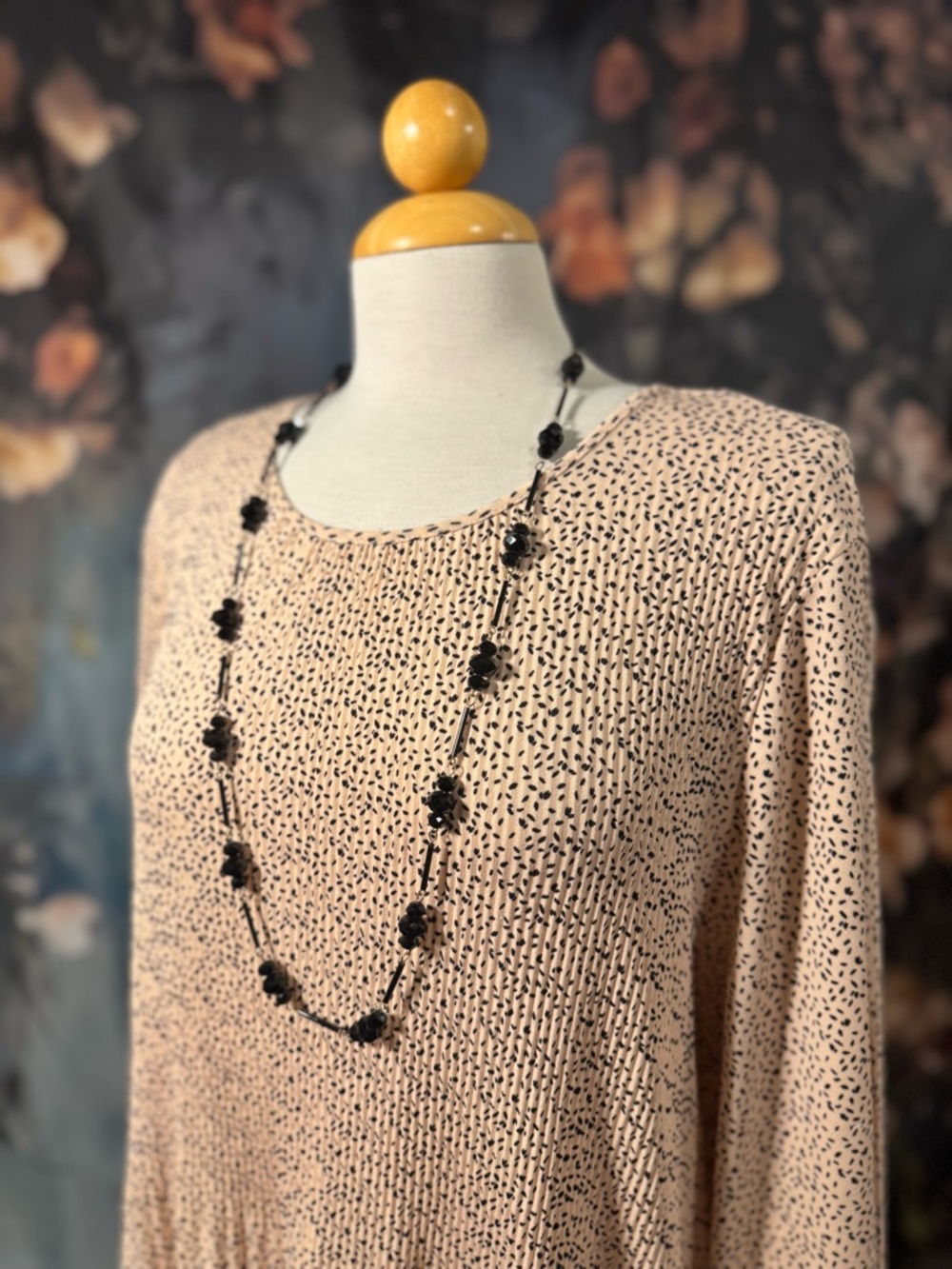 Adrianna Papell Peach Printed Long Sleeve Blouse - Picture 3 of 9